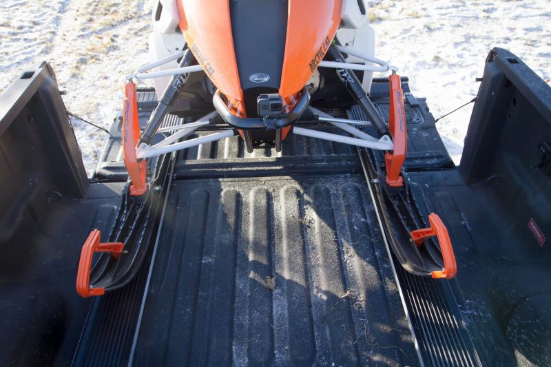 front view sled bed protector for snowmobile loading