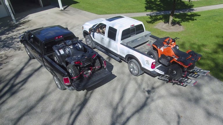 Two trucks, one with Mad-Ramps, one with not.